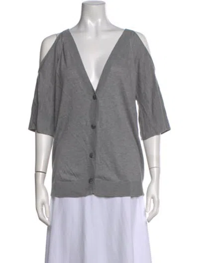 Pre-owned Halston Heritage V-neck Sweater In Grey