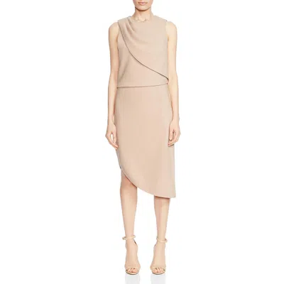 Halston Heritage Womens Solid Asymmtetric Sheath Dress In Brown