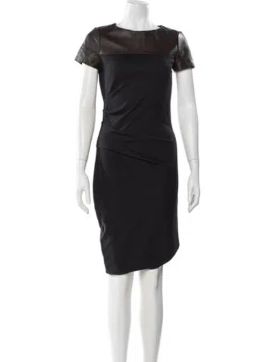 Pre-owned Halston Heritage Wool Knee-length Dress In Black