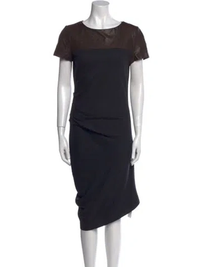 Pre-owned Halston Heritage Wool Midi Length Dress In Black