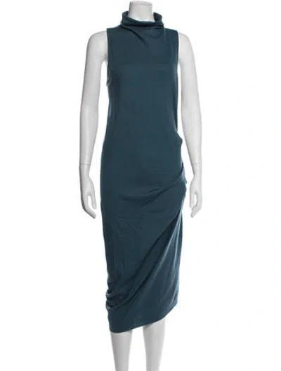 Pre-owned Halston Heritage Wool Midi Length Dress In Blue