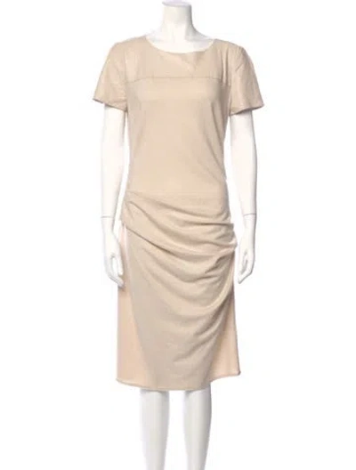 Pre-owned Halston Heritage Wool Midi Length Dress In Neutral