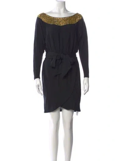 Pre-owned Halston Heritage Wool Mini Dress In Black