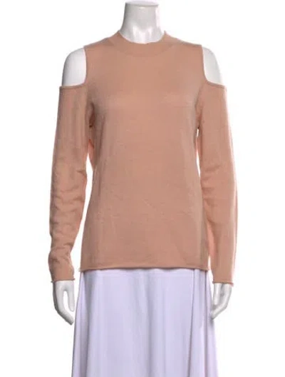Pre-owned Halston Heritage Wool Mock Neck Top In Pink