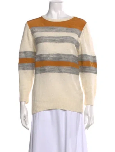 Pre-owned Halston Heritage Wool Striped Sweater In Neutral