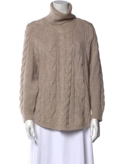 Pre-owned Halston Heritage Wool Turtleneck Sweater In Neutral