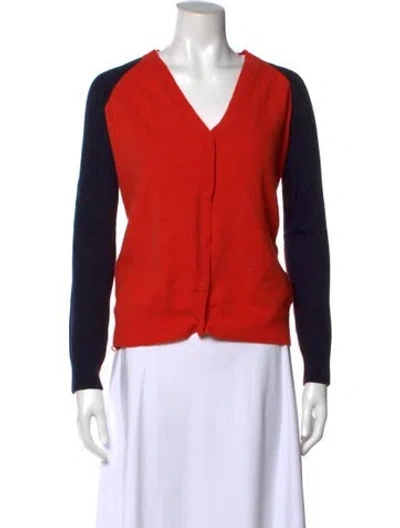 Pre-owned Halston Heritage Wool V-neck Sweater In Orange