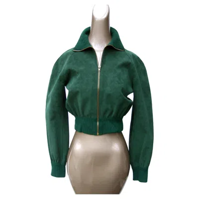 Pre-owned Halston Iconic Ultra Feather Faux Suede Cropped Zippered Jacket C 1970s Petite In Black