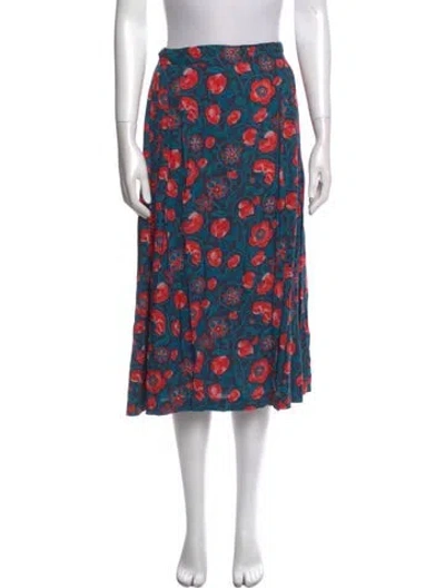 Pre-owned Halston Iii Vintage Midi Length Skirt In Blue