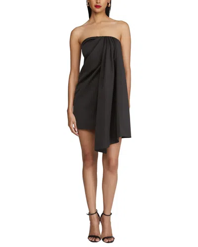 Halston Isla Heavy Satin Mini Dress In Black