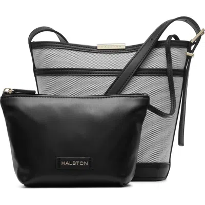 Halston Jagger Medium Bucket Bag In Black/natural