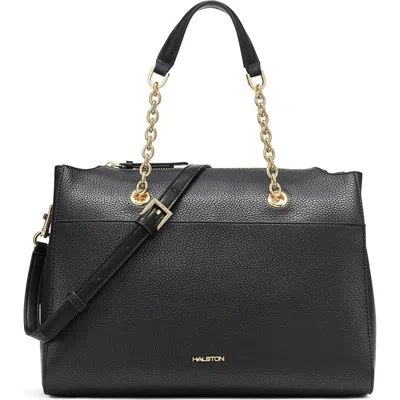 Halston Janis Satchel Bag In Black/gold