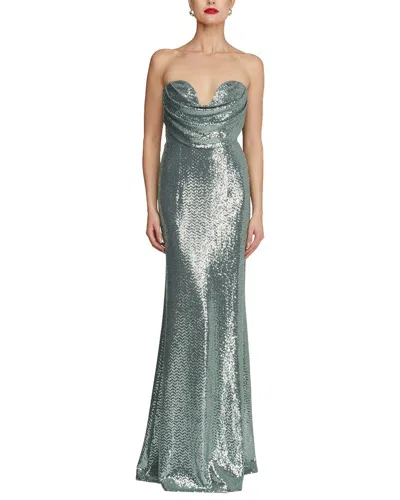 Halston Juliette Disco Jersey Gown In Green