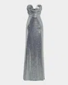 Halston Juliette Strapless Disco Jersey Gown In Gray