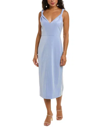 Halston Keira Twisted Sequined Crepe Midi Dress In Light Blue