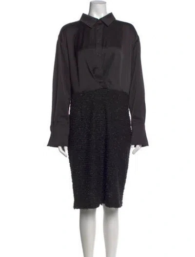 Pre-owned Halston Knee-length Dress In Brown