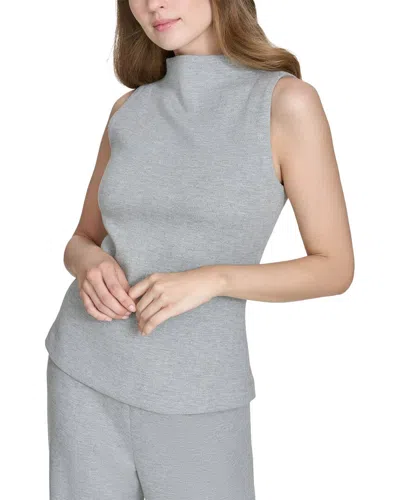 Halston Knit Mock Neck Top In Gray
