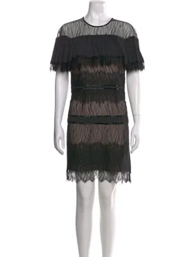 Pre-owned Halston Lace Pattern Mini Dress W/ Tags In Black