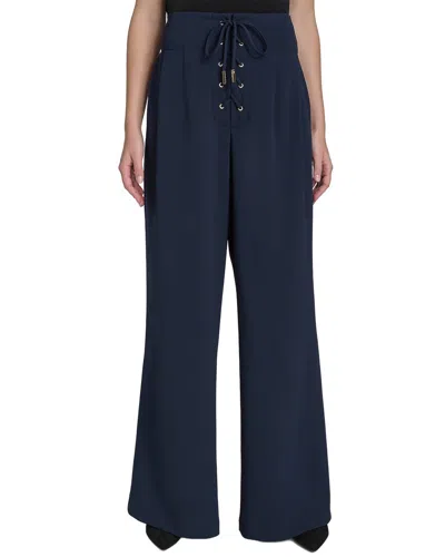 Halston Lace-up Front Pant In Blue