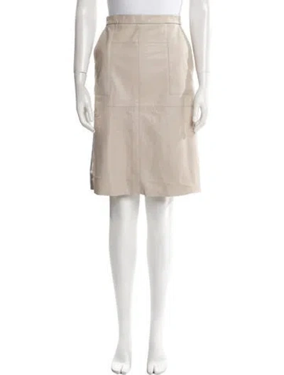 Pre-owned Halston Lamb Leather Knee-length Skirt In Neutral
