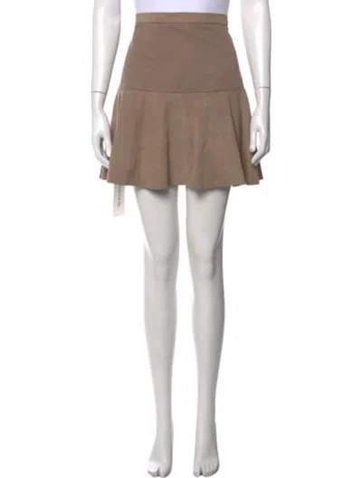 Pre-owned Halston Lamb Leather Mini Skirt In Neutrals