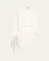 Halston Laure Asymmetric Draped Crepe Mini Dress In Ivory