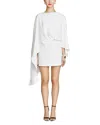 Halston Laure Asymmetric Draped Crepe Mini Dress In Ivory