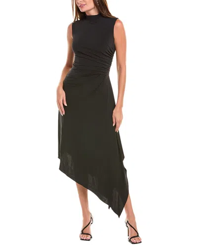 HALSTON LAYLA SIDE DRAPE MIDI DRESS