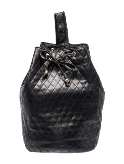 Pre-owned Halston Leather Backpack In Black