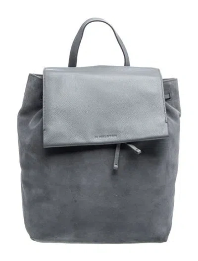 Pre-owned Halston Leather Backpack In Grey