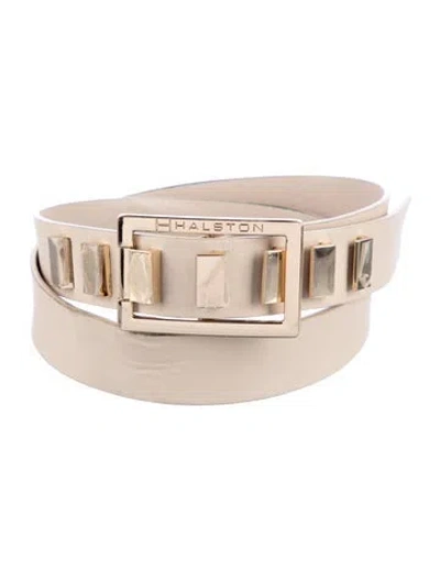 Pre-owned Halston Leather Belt In Neutral