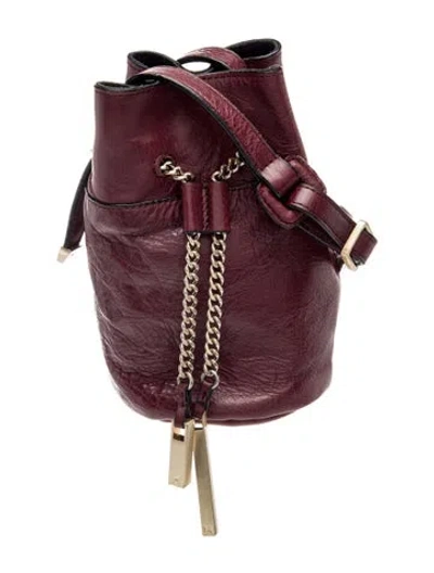 Pre-owned Halston Leather Bucket Bag In Burgundy
