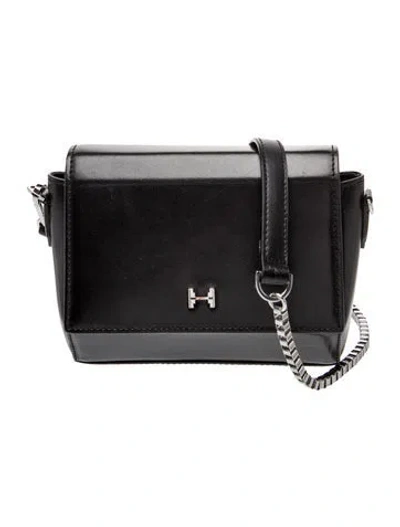 Pre-owned Halston Leather Crossbody Bag In Black