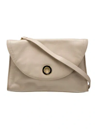 Pre-owned Halston Leather Crossbody Bag In Neutral