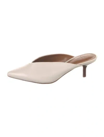 Pre-owned Halston Leather Mules In Neutrals