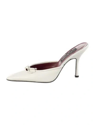 Pre-owned Halston Leather Mules In Neutrals