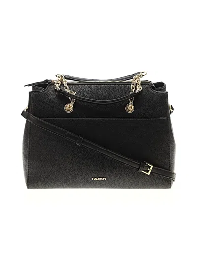 Pre-owned Halston Leather Satchel In Black