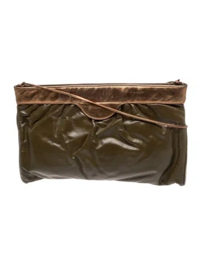 Pre-owned Halston Leather Shoulder Bag In Green