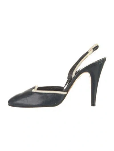 Pre-owned Halston Leather Slingback Pumps In Blue