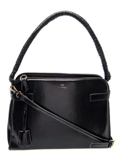 Pre-owned Halston Leather Top Handle Bag In Blue
