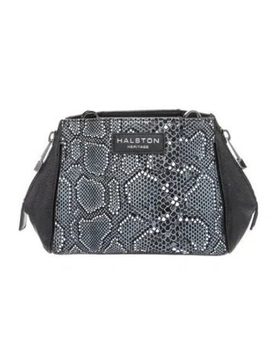 Pre-owned Halston Leather Top Handle Bag In Blue
