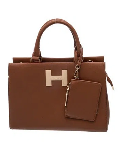 Pre-owned Halston Leather Top Handle Bag In Brown