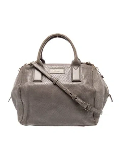 Pre-owned Halston Leather Top Handle Bag In Gray