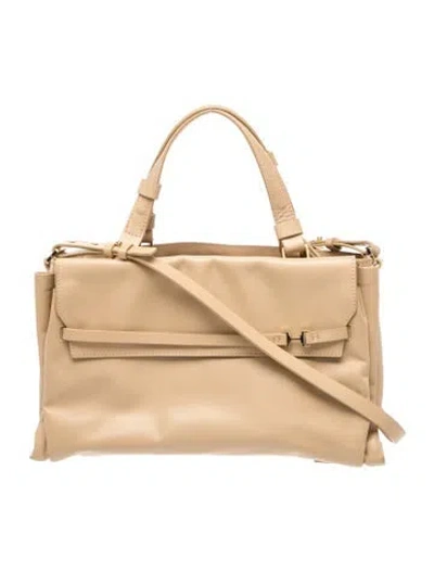 Pre-owned Halston Leather Top Handle Bag In Neutrals