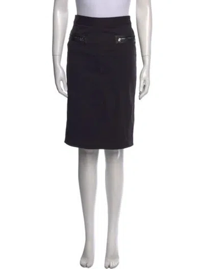 Pre-owned Halston Leather Trim Embellishment Knee-length Skirt In Black