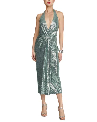 Halston Leonie Disco Jersey Midi Dress In Green
