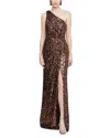 Halston Lexi Sequin Gown In Brown