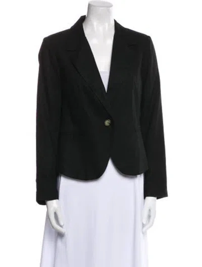 Pre-owned Halston Linen Blazer In Black