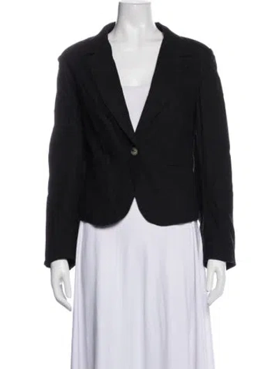 Pre-owned Halston Linen Blazer In Black