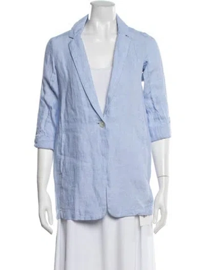 Pre-owned Halston Linen Blazer In Blue